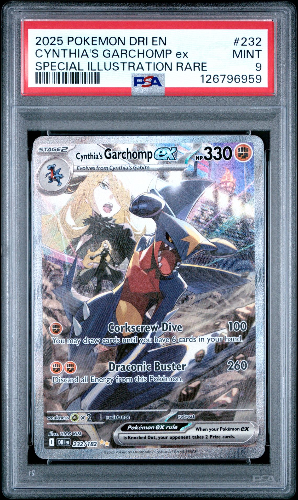2025 Pokemon Dri En-Destined Rivals Cynthia's Garchomp Ex #232 (Special Illustration Rare) Mint 9 front