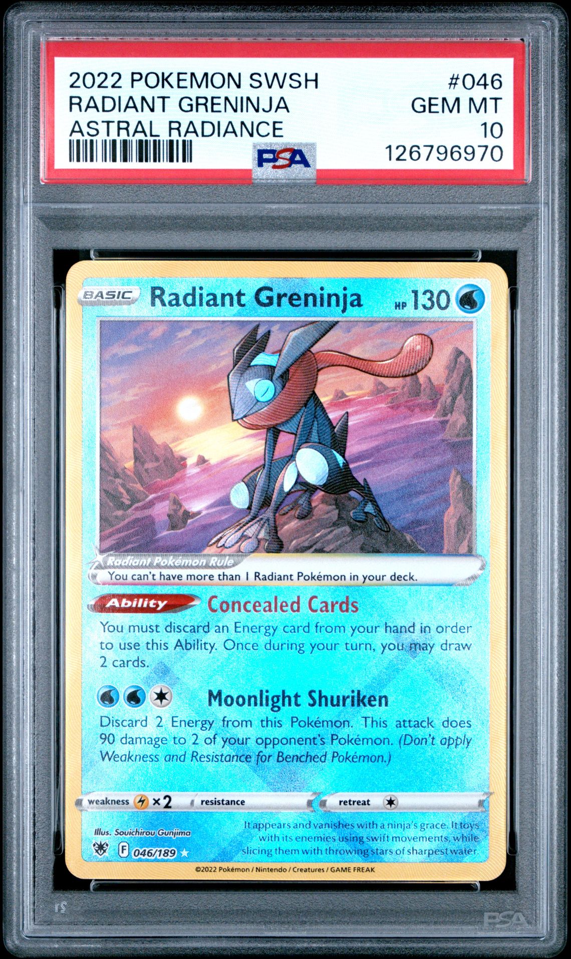 2022 Pokemon Sword & Shield Astral Radiance Radiant Greninja #046 (Astral Radiance) Gem Mt 10 front