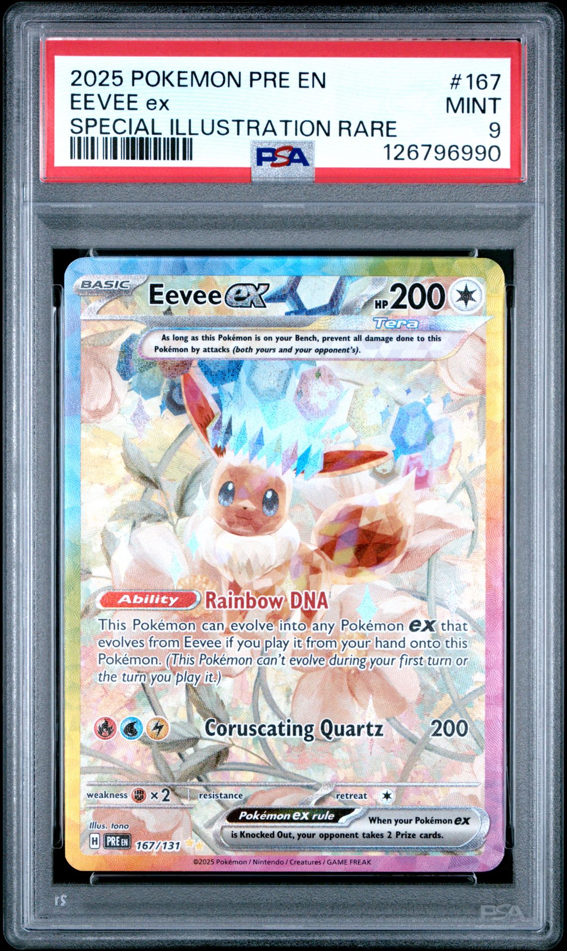 2025 Pokemon Pre En-Prismatic Evolutions Eevee Ex #167 (Special Illustration Rare) Mint 9 front