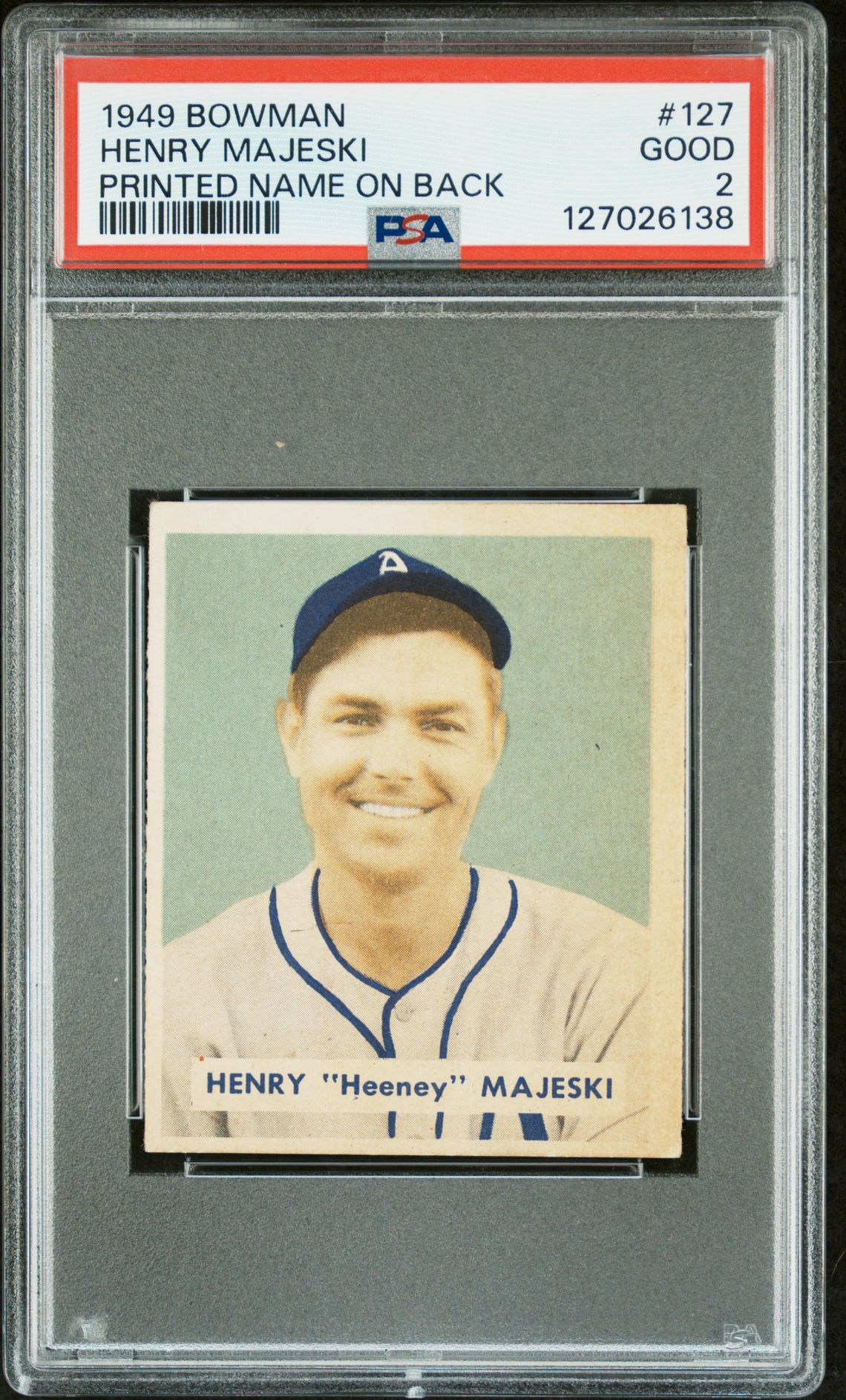1949 Bowman Henry Majeski #127 (Printed Name On Back) Good 2 front