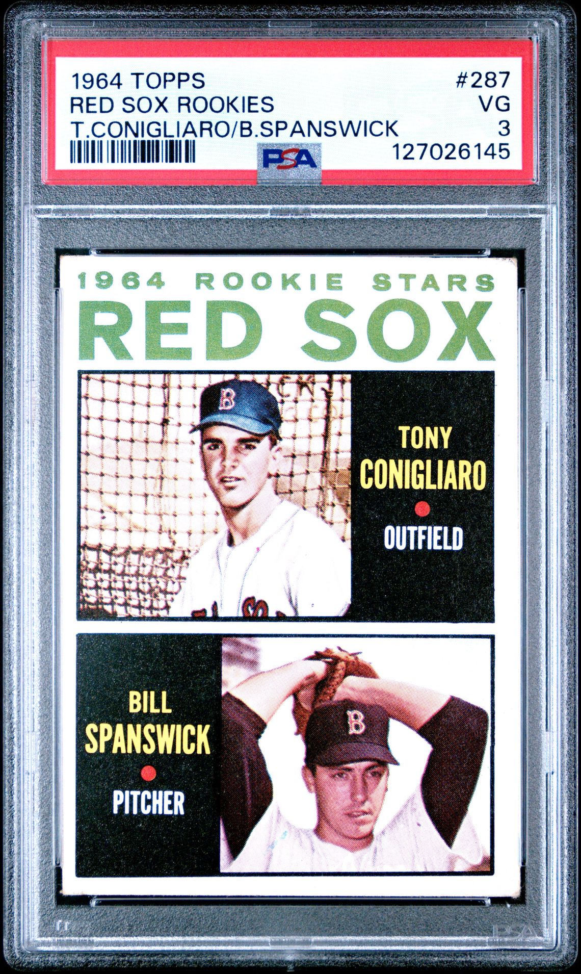 1964 Topps Red Sox Rookies #287 (T.conigliaro/B.spanswick) Vg 3 front