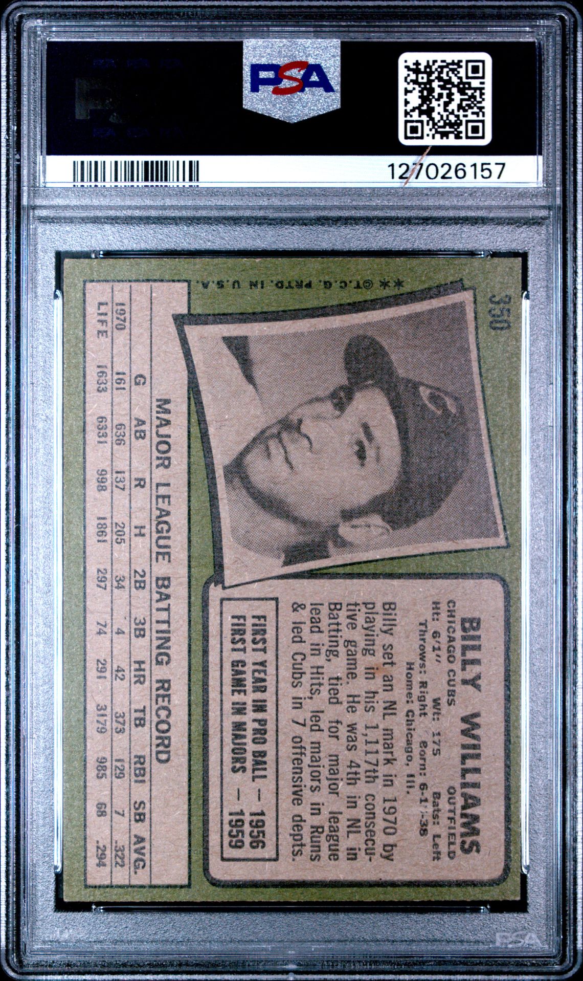 1971 Topps Billy Williams #350 Ex-Mt 6 back