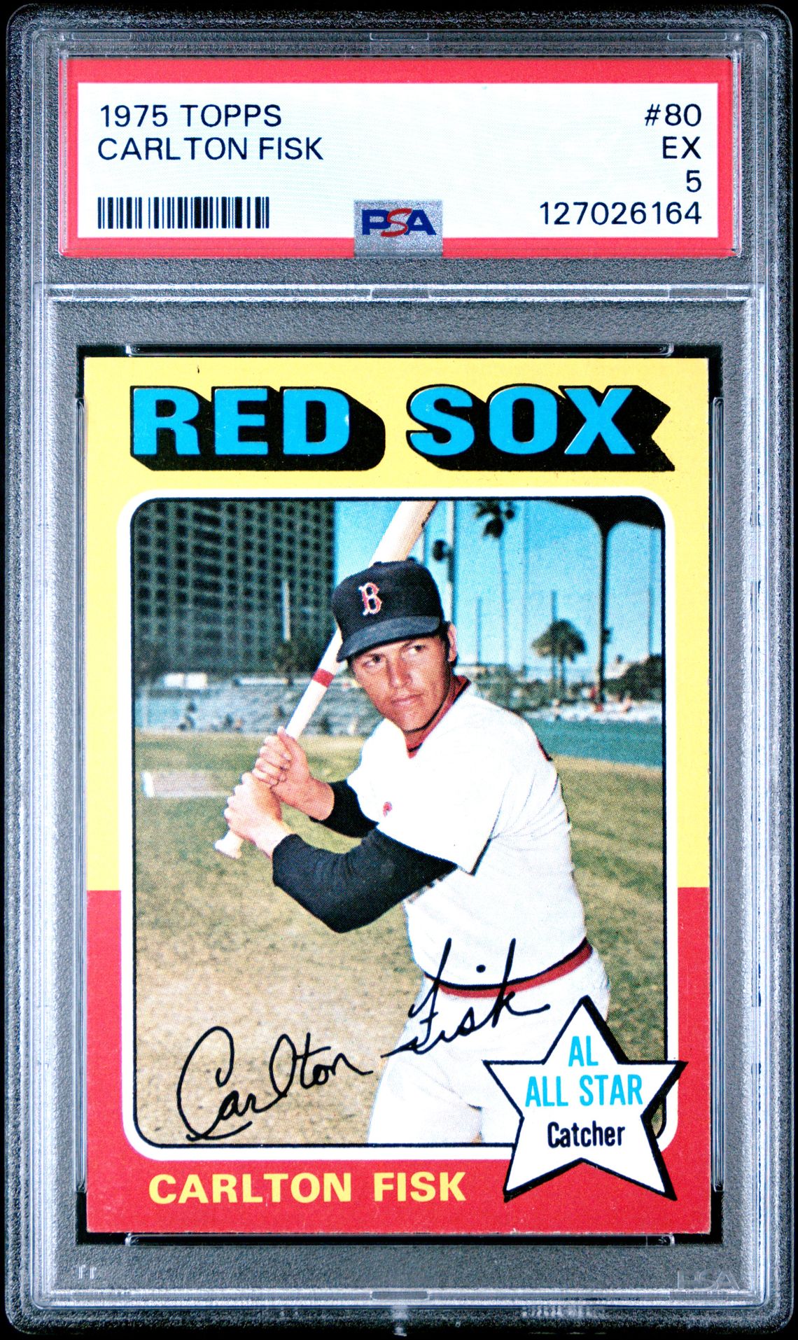 1975 Topps Carlton Fisk #80 Ex 5 front
