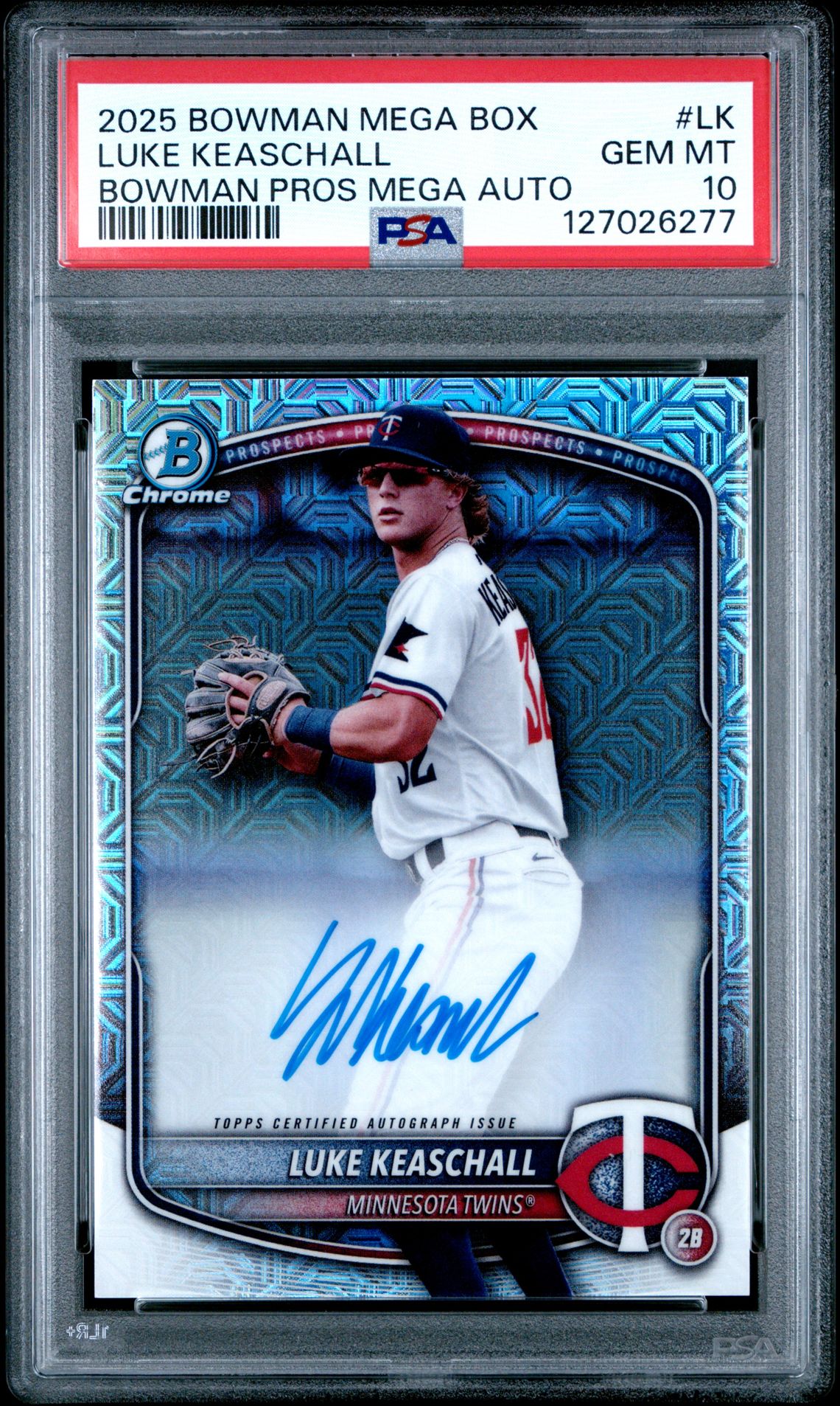 2025 Bowman Mega Box Bowman Prospect Mega Autographs Luke Keaschall #Lk Gem Mt 10 front