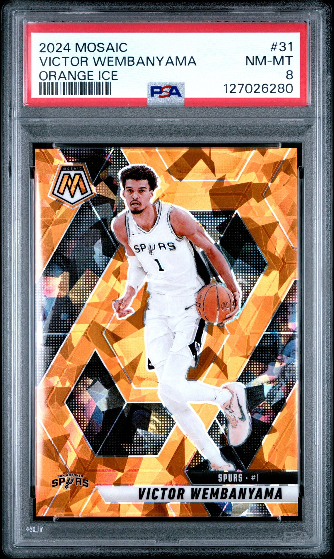 2024 Panini Mosaic Victor Wembanyama #31 (Orange Ice) Nm-Mt 8 front
