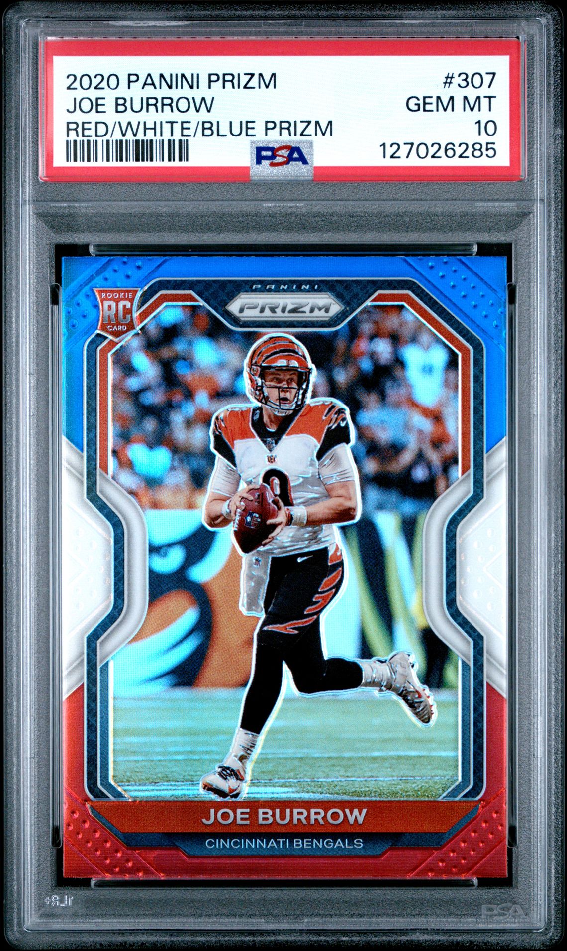 2020 Panini Prizm Joe Burrow #307 (Red/White/Blue Prizm) Gem Mt 10 front