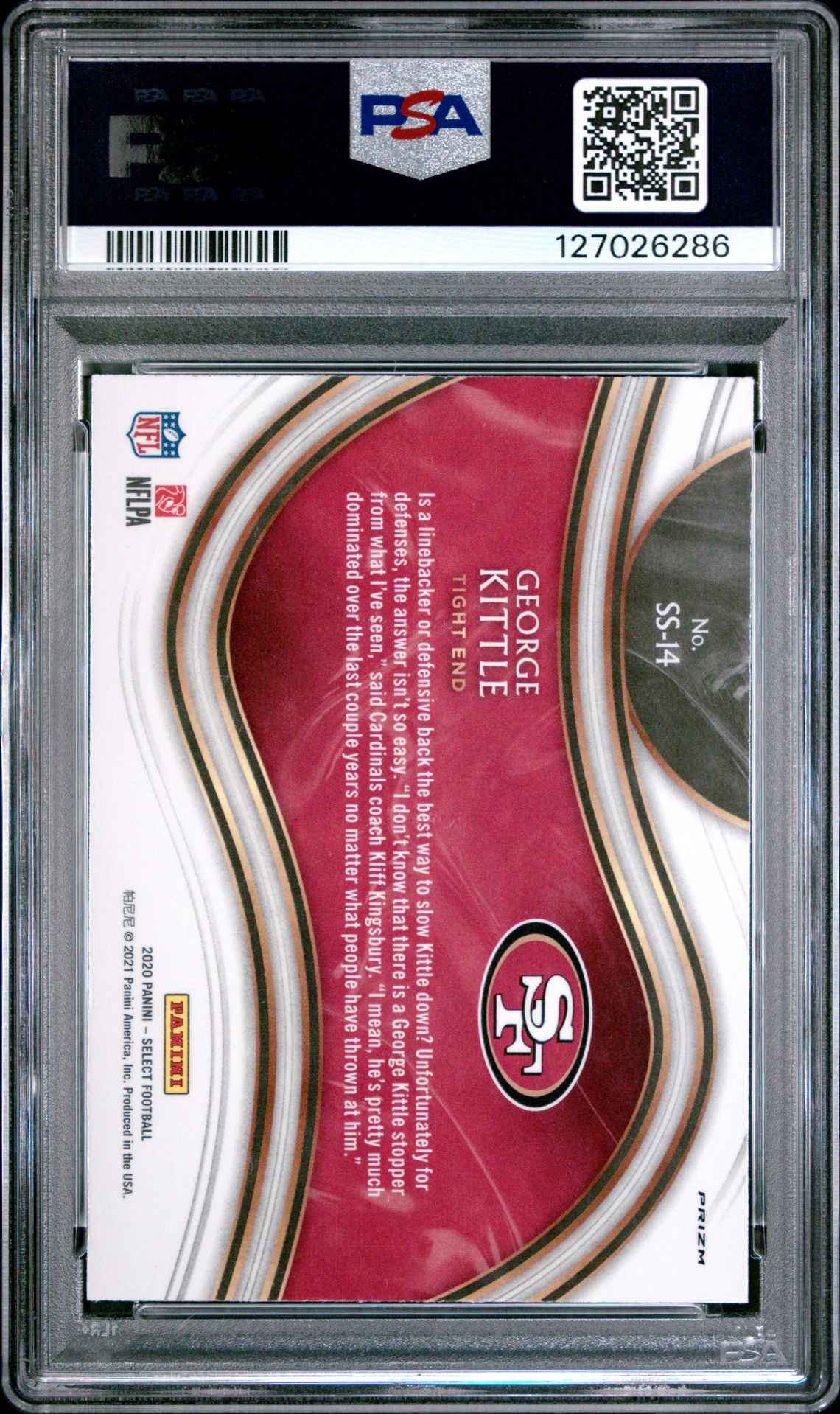 2020 Panini Select Snapshots George Kittle #Ss14 (Snapshots-Prizm) Mint 9 back