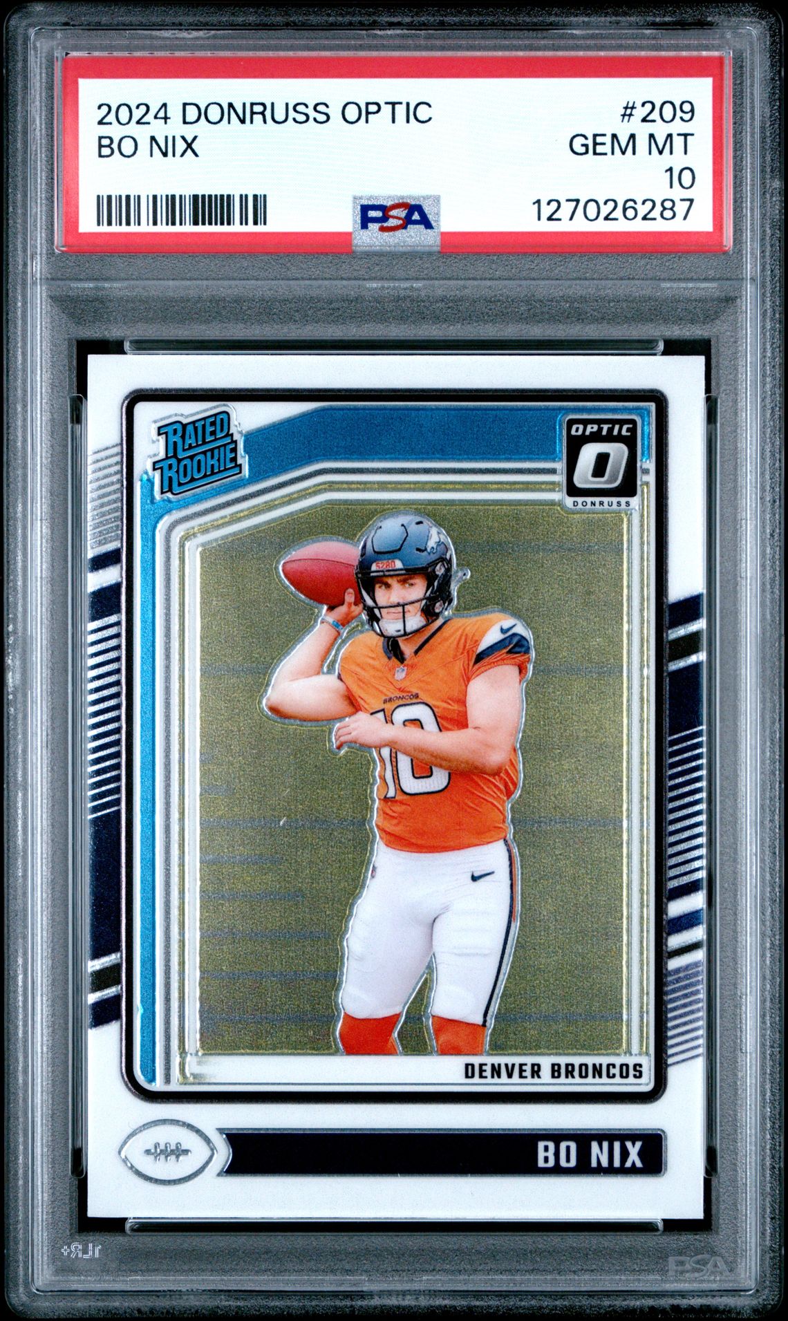 2024 Panini Donruss Optic Bo Nix #209 Gem Mt 10 front