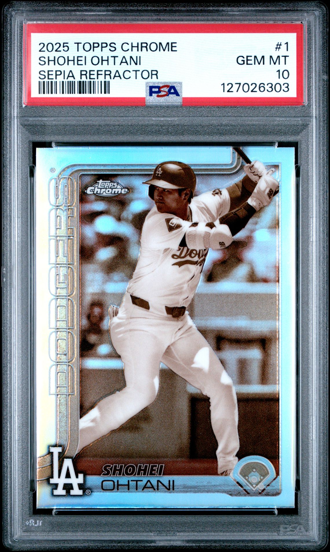 2025 Topps Chrome Shohei Ohtani #1 (Sepia Refractor) Gem Mt 10 front