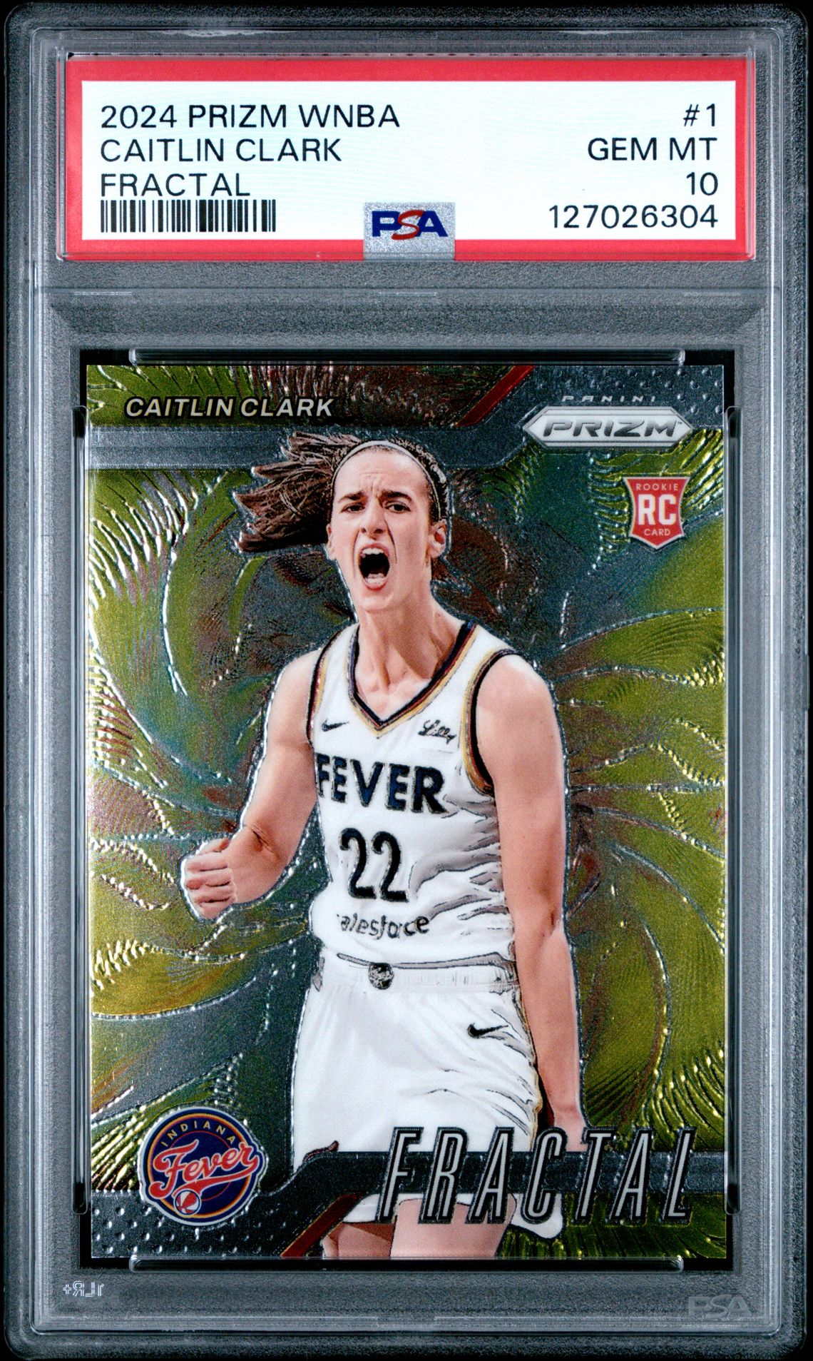 2024 Panini Prizm Wnba Fractal Caitlin Clark #1 Gem Mt 10 front