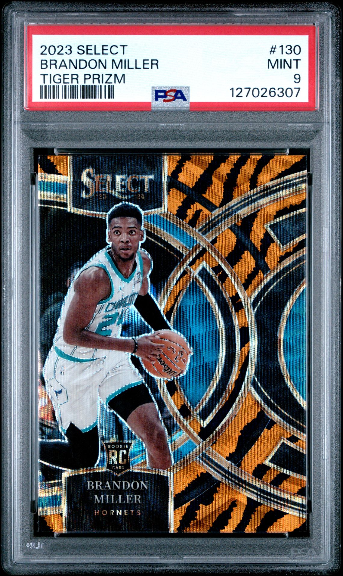2023 Panini Select Brandon Miller #130 (Tiger Prizm) Mint 9 front