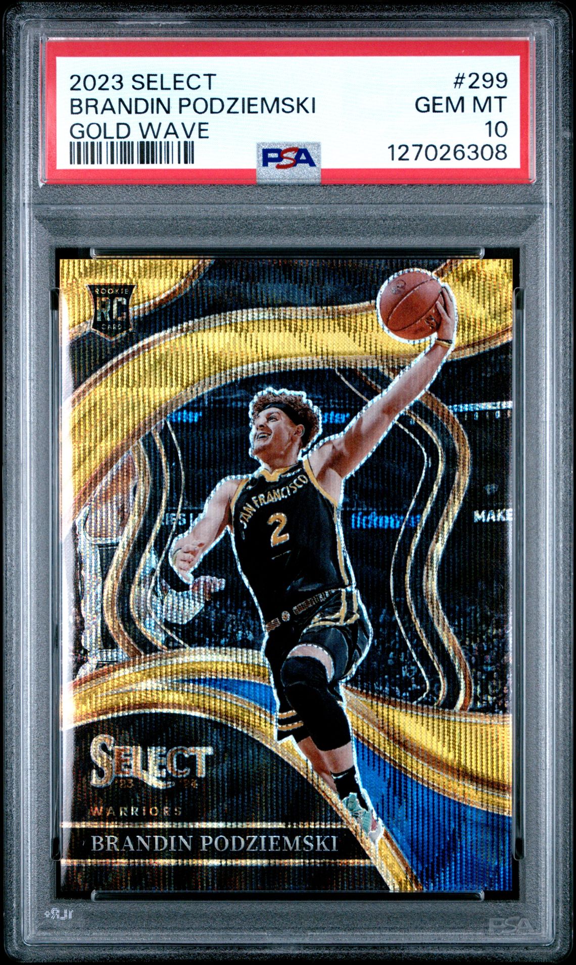 2023 Panini Select Brandin Podziemski #299 (Gold Wave) Gem Mt 10 front