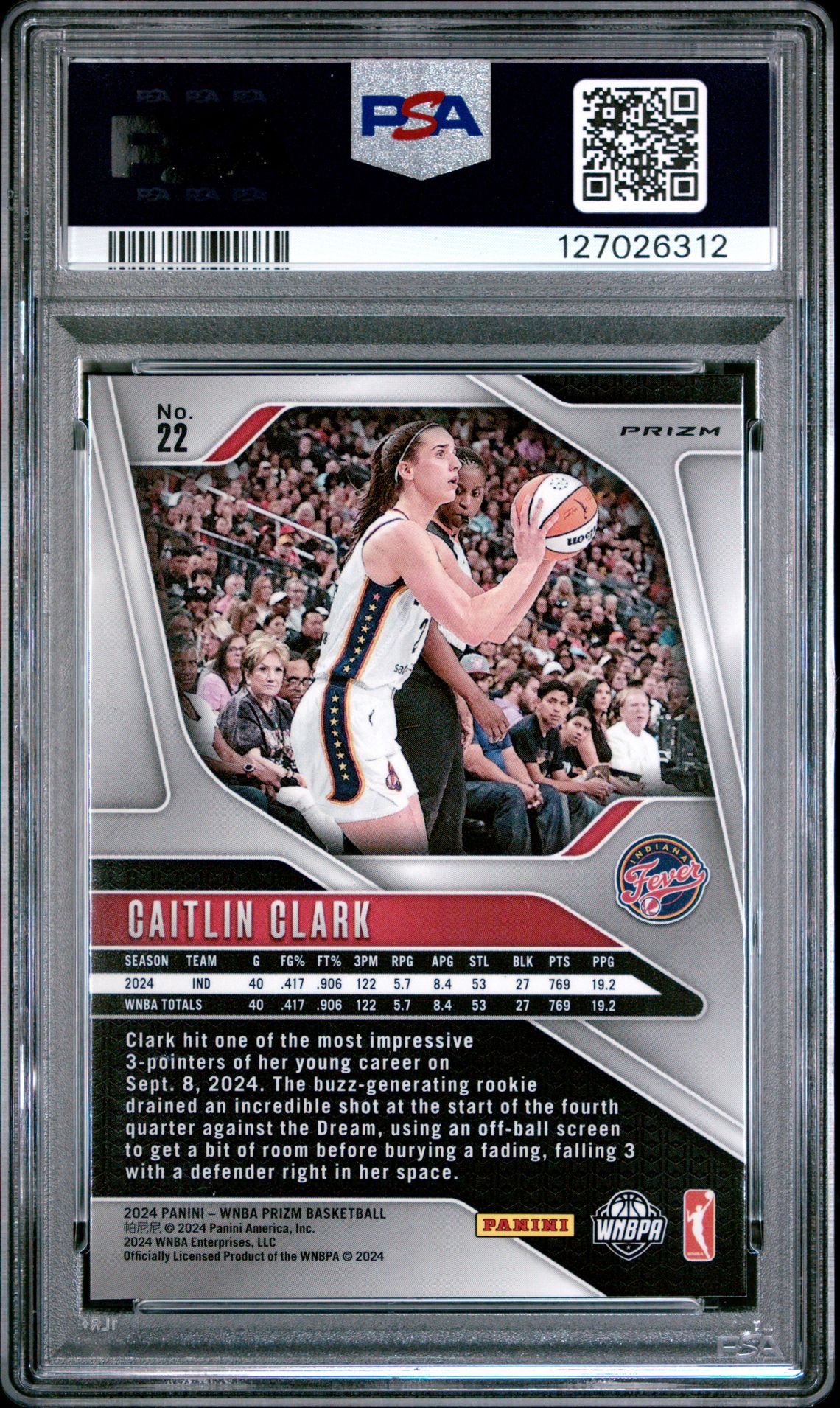 2024 Panini Prizm Wnba Caitlin Clark #22 (Ice) Nm-Mt 8 back
