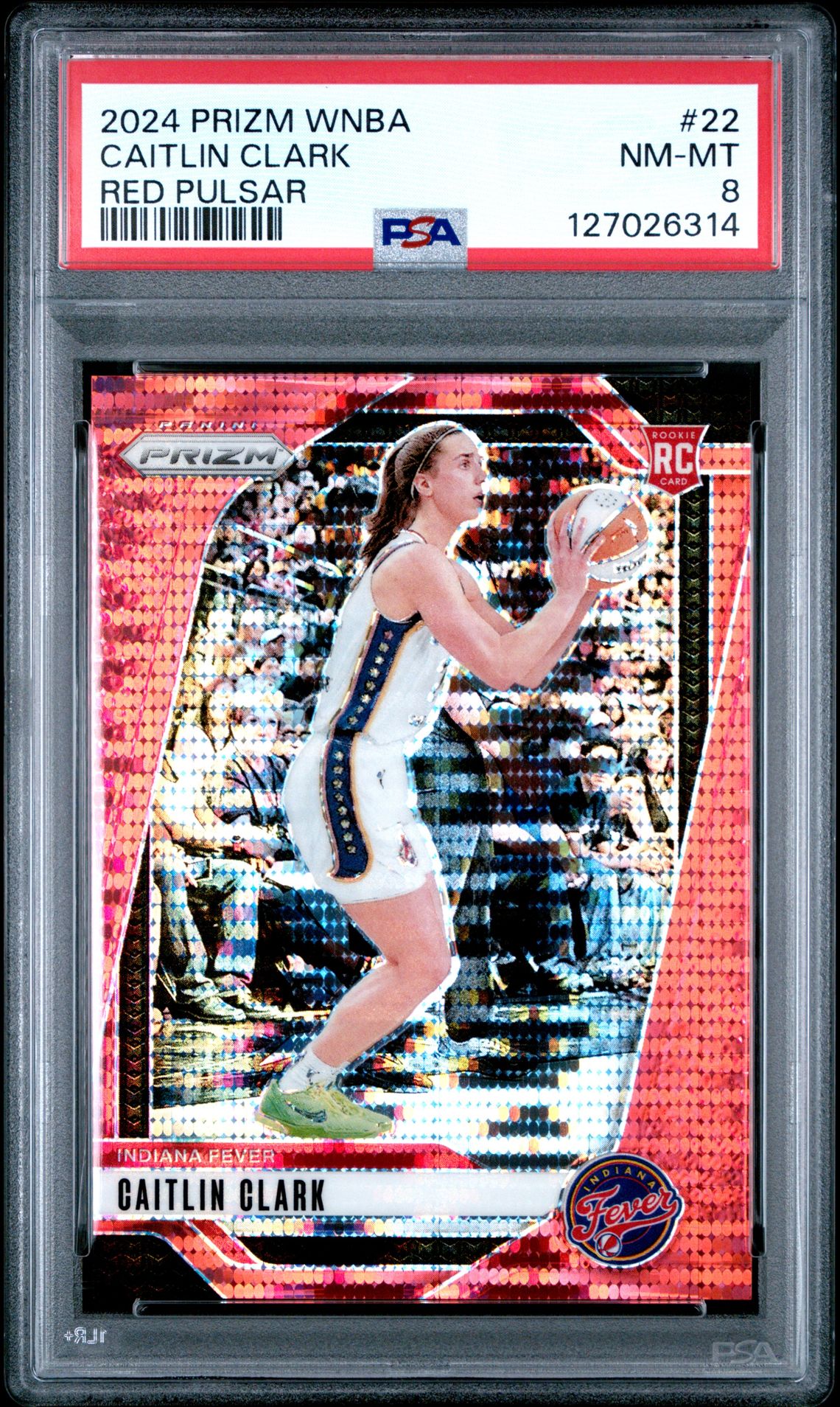 2024 Panini Prizm Wnba Caitlin Clark #22 (Red Pulsar) Nm-Mt 8 front