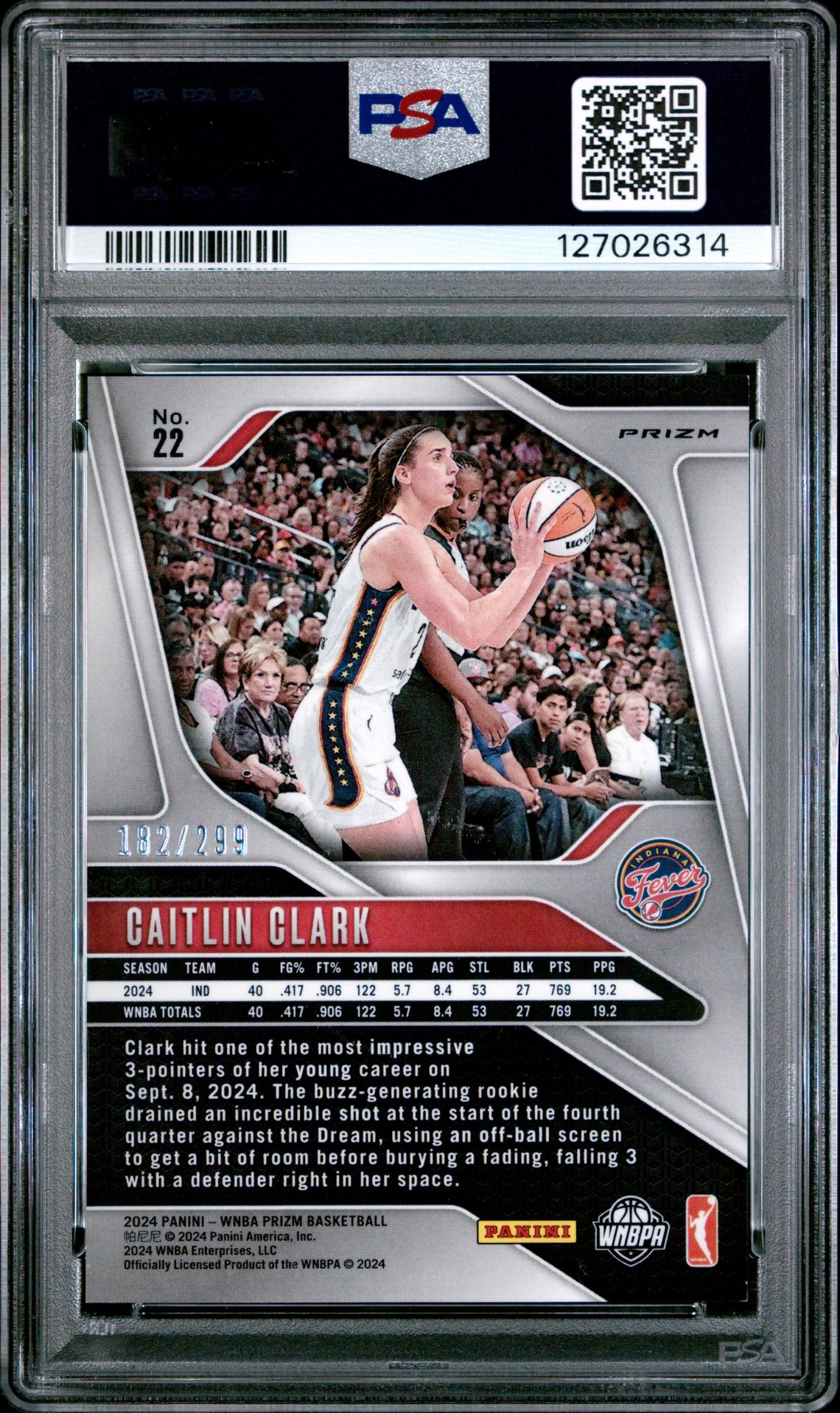 2024 Panini Prizm Wnba Caitlin Clark #22 (Red Pulsar) Nm-Mt 8 back