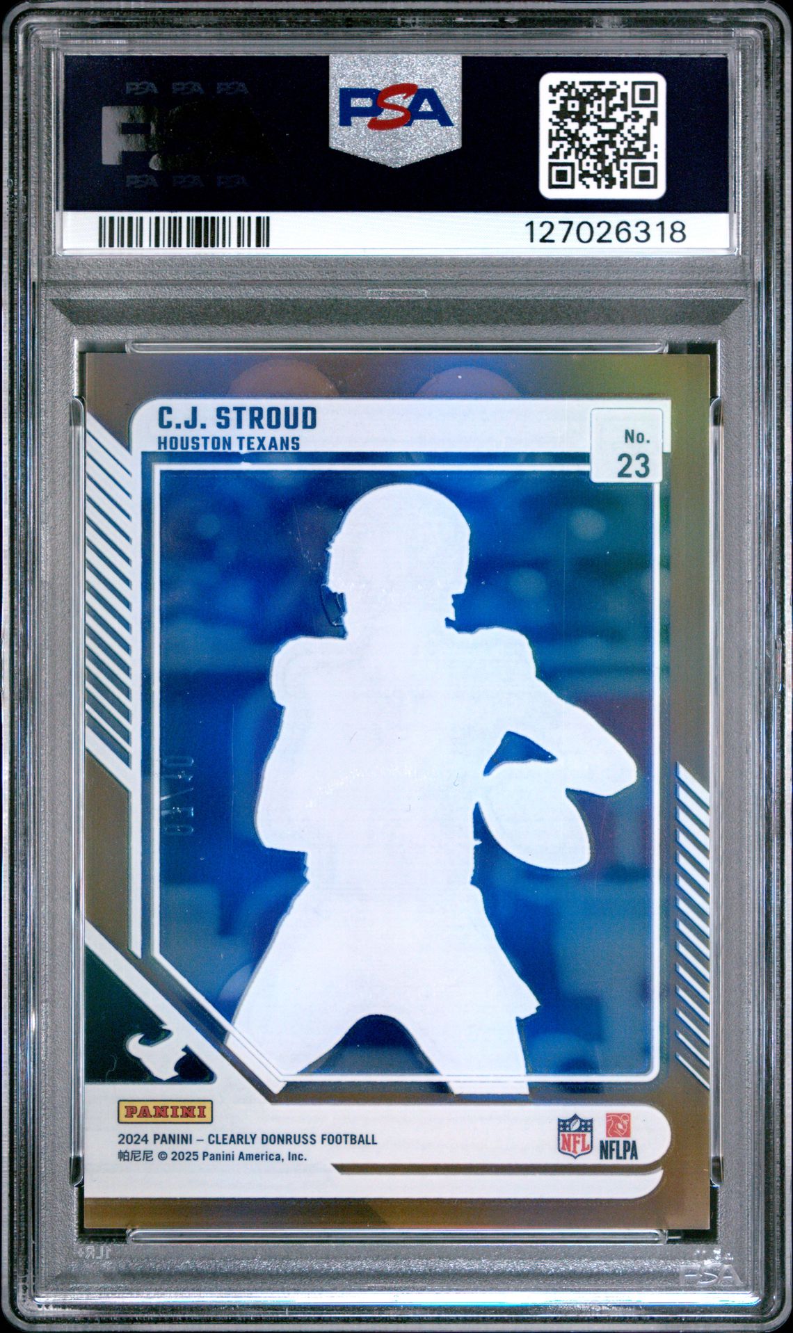 2024 Panini Clearly Donruss Cj Stroud #23 (Gold) Mint 9 back