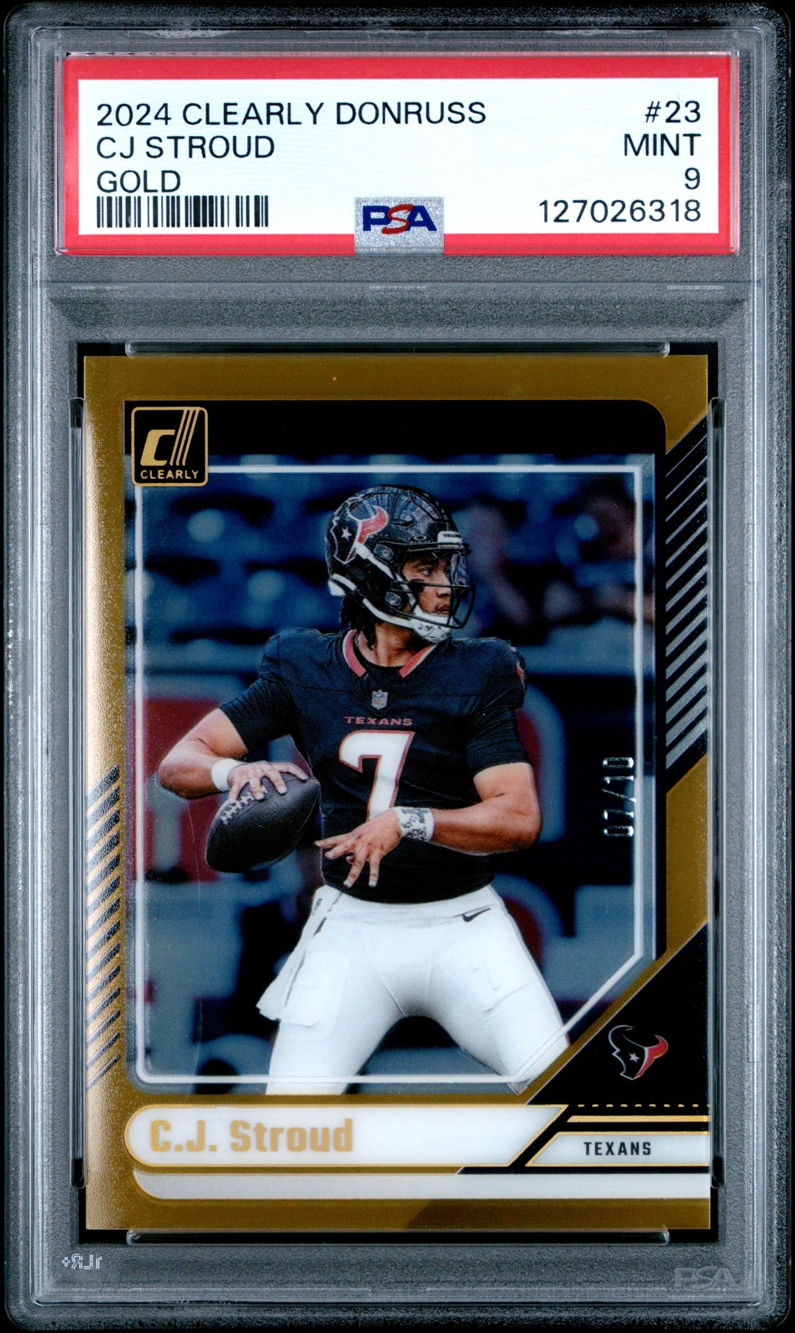 2024 Panini Clearly Donruss Cj Stroud #23 (Gold) Mint 9 front