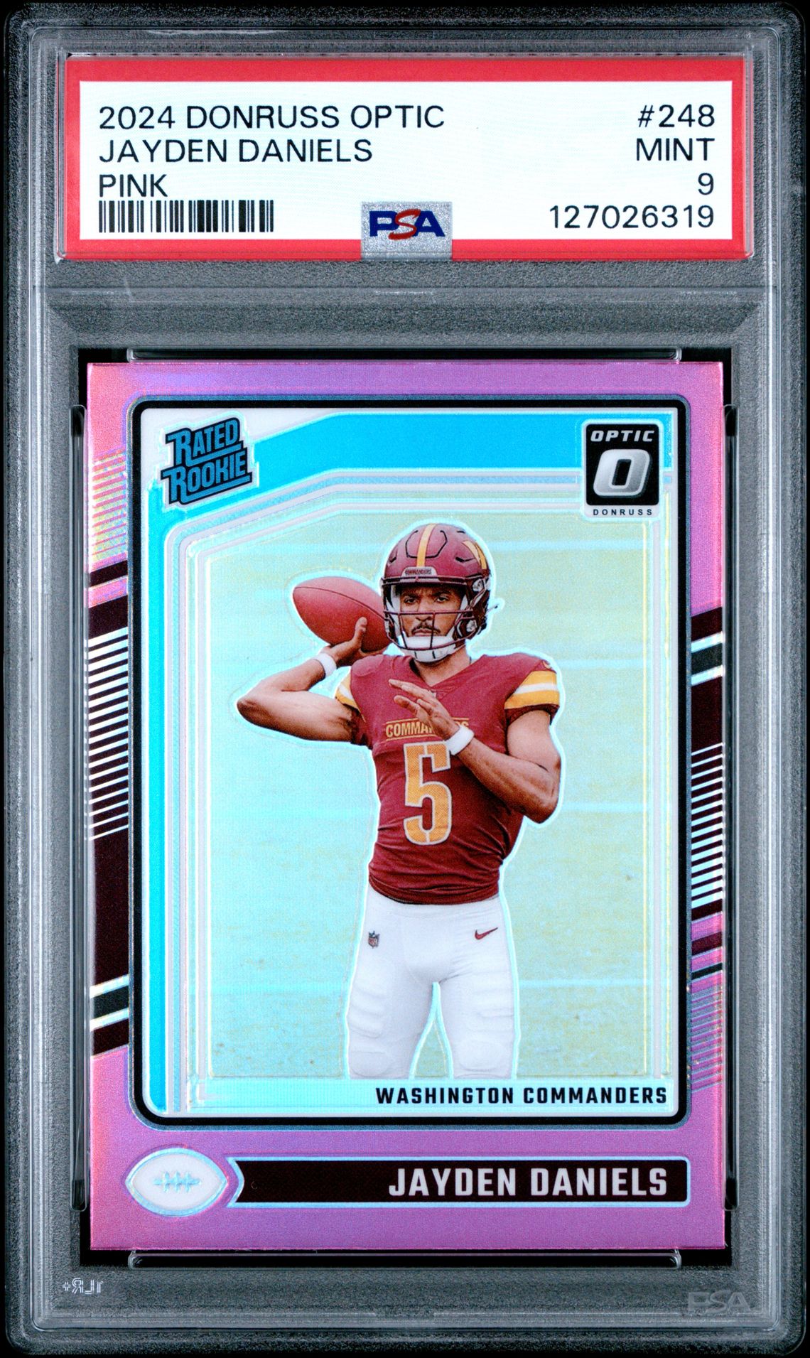 2024 Panini Donruss Optic Jayden Daniels #248 (Pink) Mint 9 front