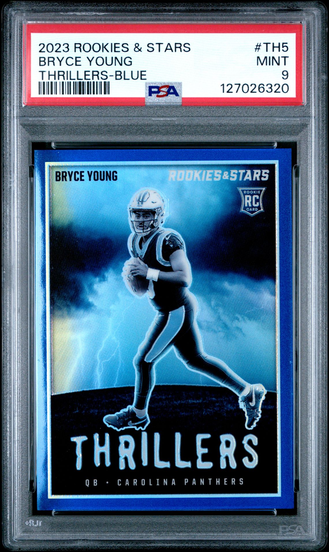 2023 Panini Rookies & Stars Thrillers Bryce Young #Th5 (Thrillers-Blue) Mint 9 front