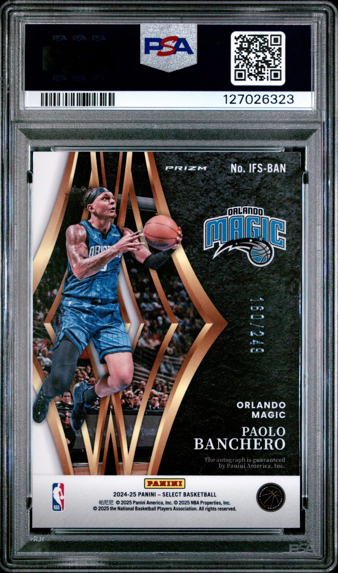 2024 Panini Select In Flight Signatures Paolo Banchero #Ifsban Mint 9 back