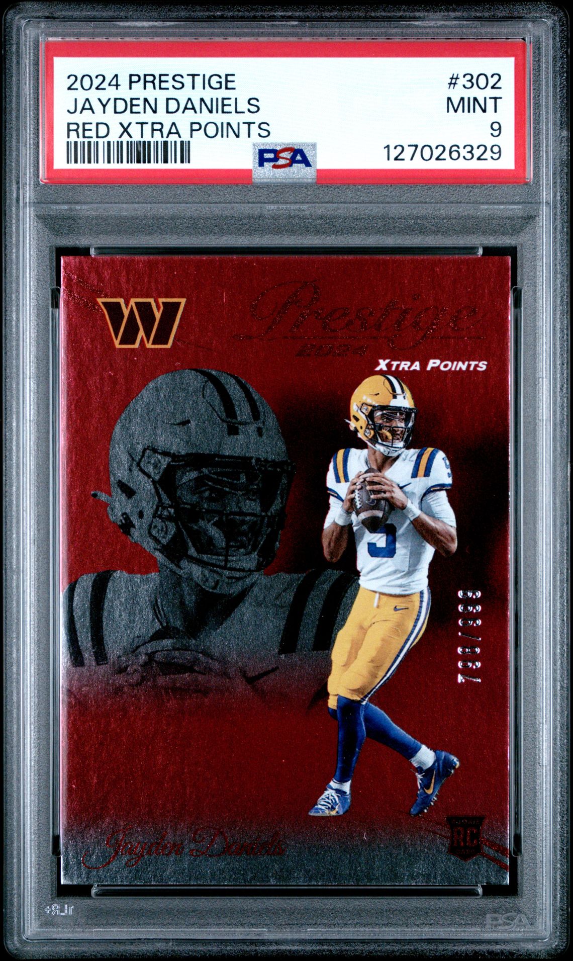 2024 Panini Prestige Jayden Daniels #302 (Red Xtra Points) Mint 9 front