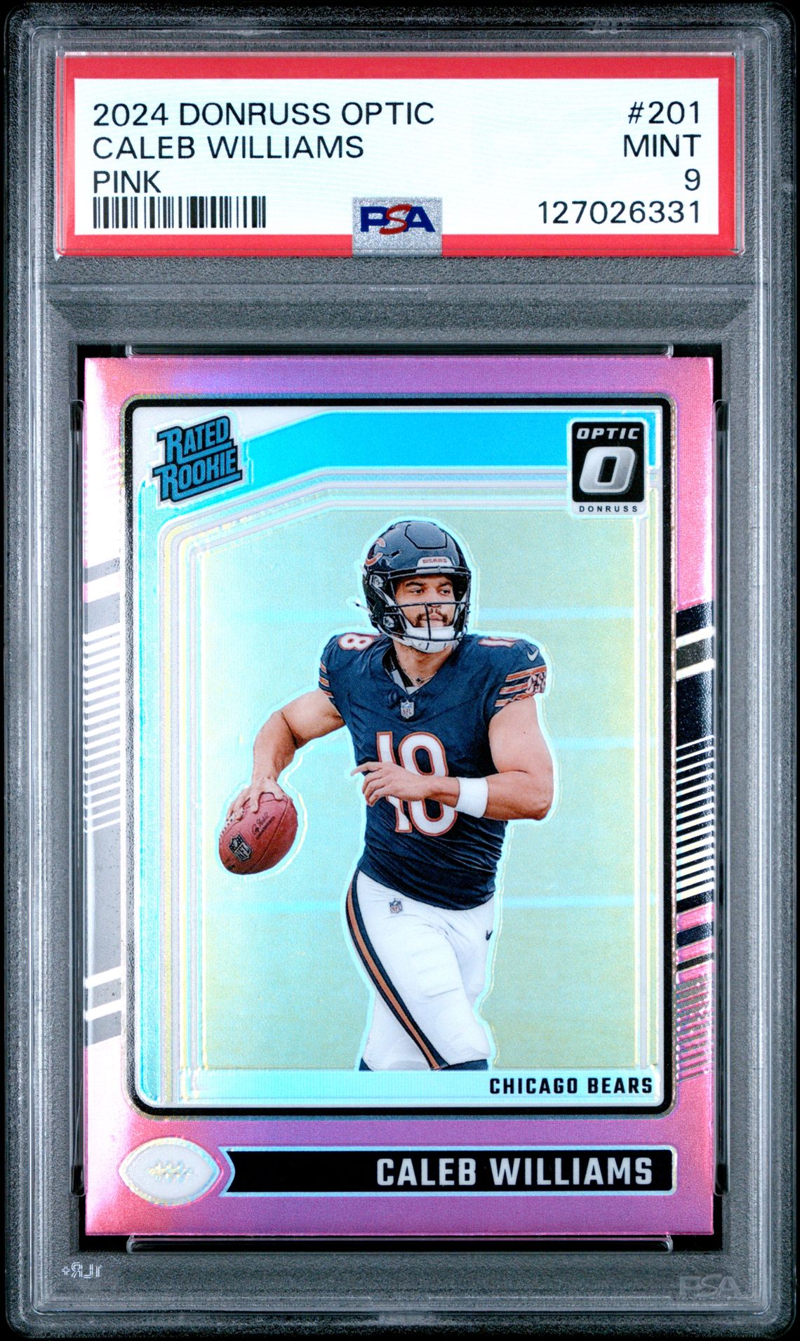 2024 Panini Donruss Optic Caleb Williams #201 (Pink) Mint 9 front