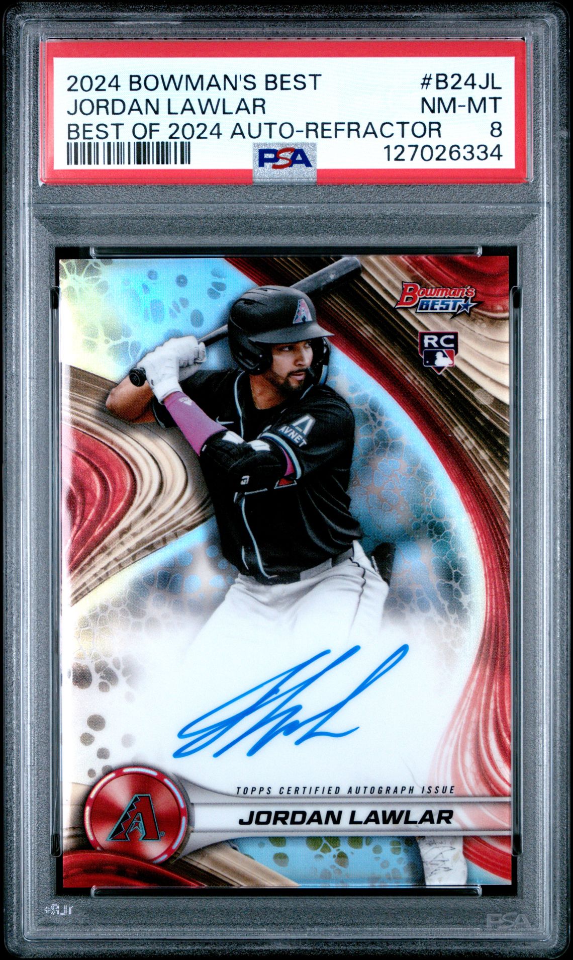 2024 Bowman's Best Best Of 2024 Autographs Jordan Lawlar #B24Jl (Best Of 2024 Auto-Refractor) Nm-Mt 8 front