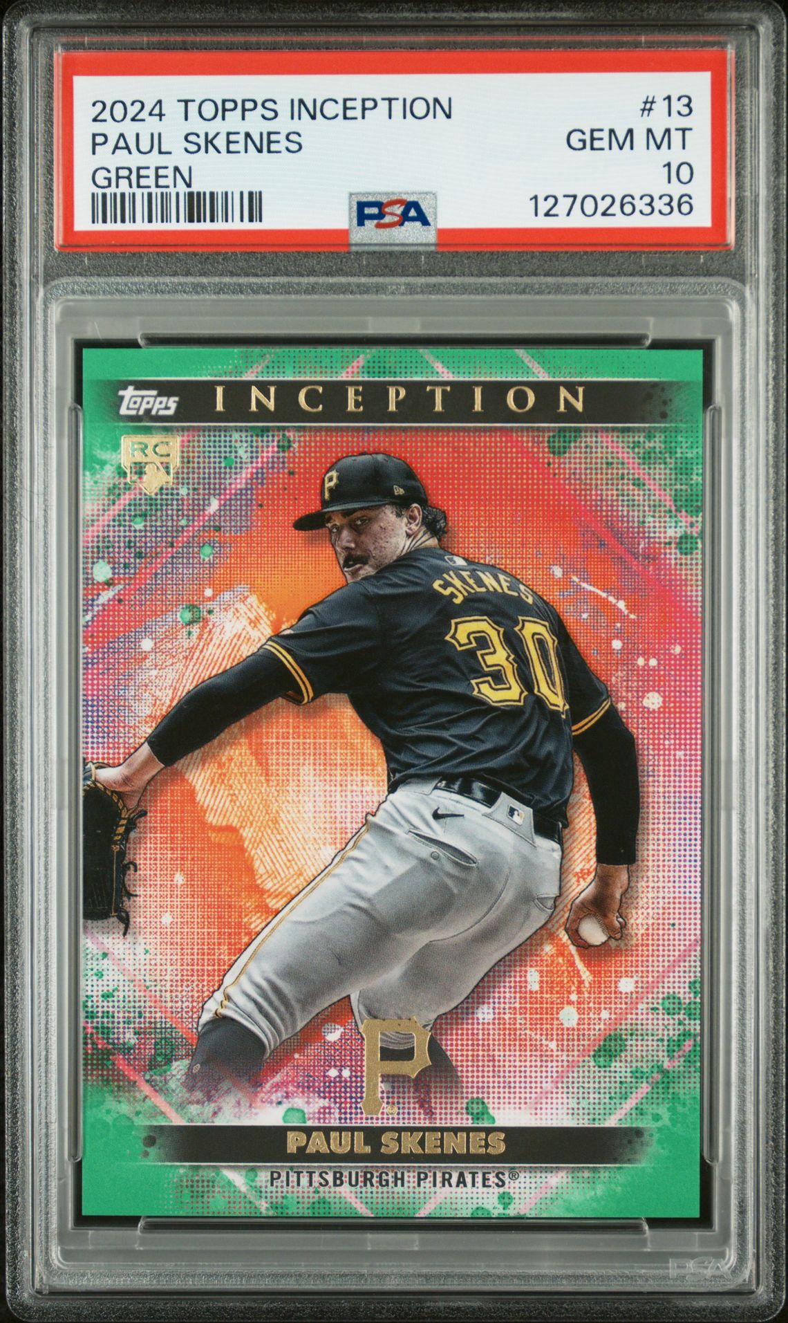 2024 Topps Inception Paul Skenes #13 (Green) Gem Mt 10 front