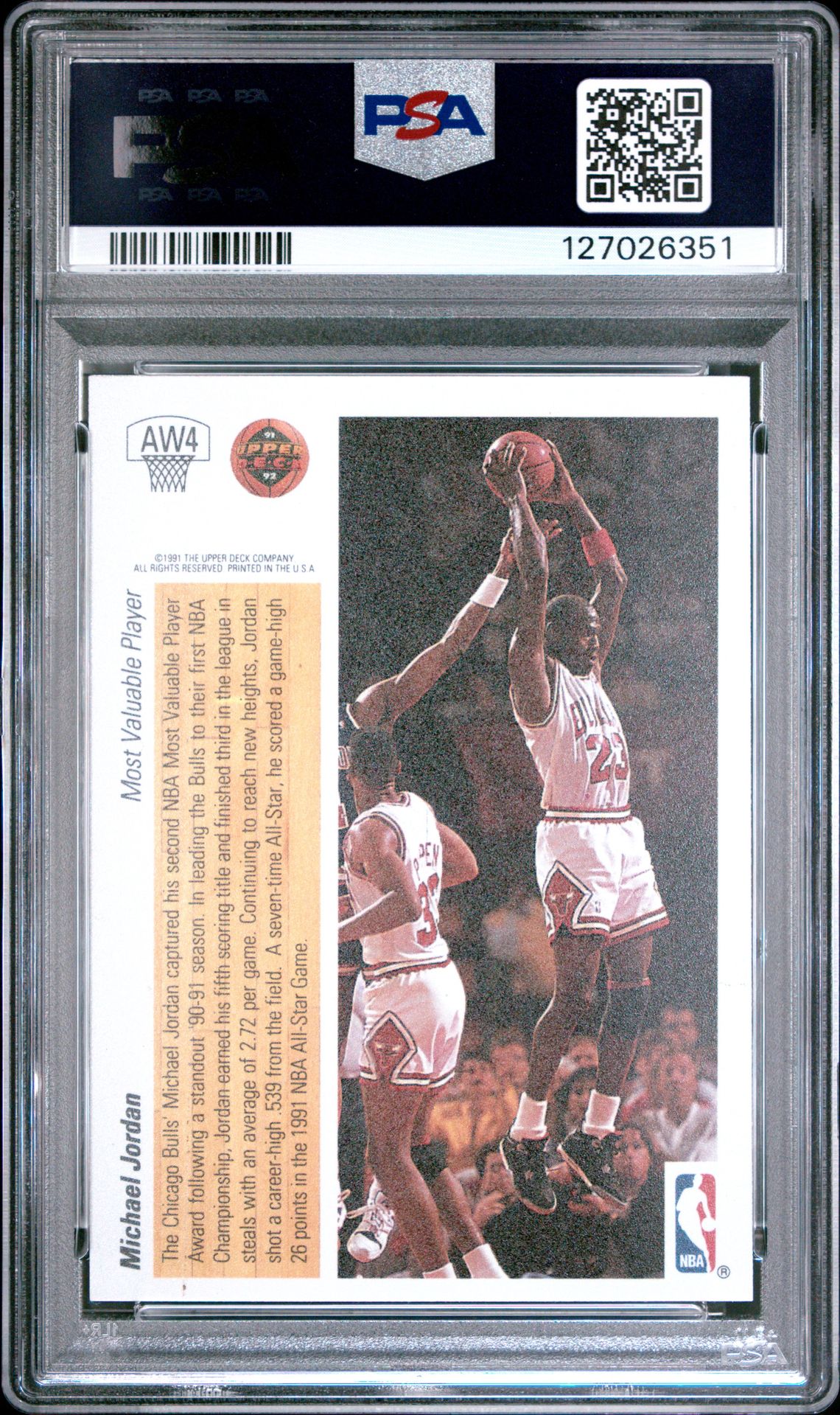 1991 Upper Deck Award Winner Hologram Michael Jordan #Aw4 (Holograms) Nm-Mt 8 back