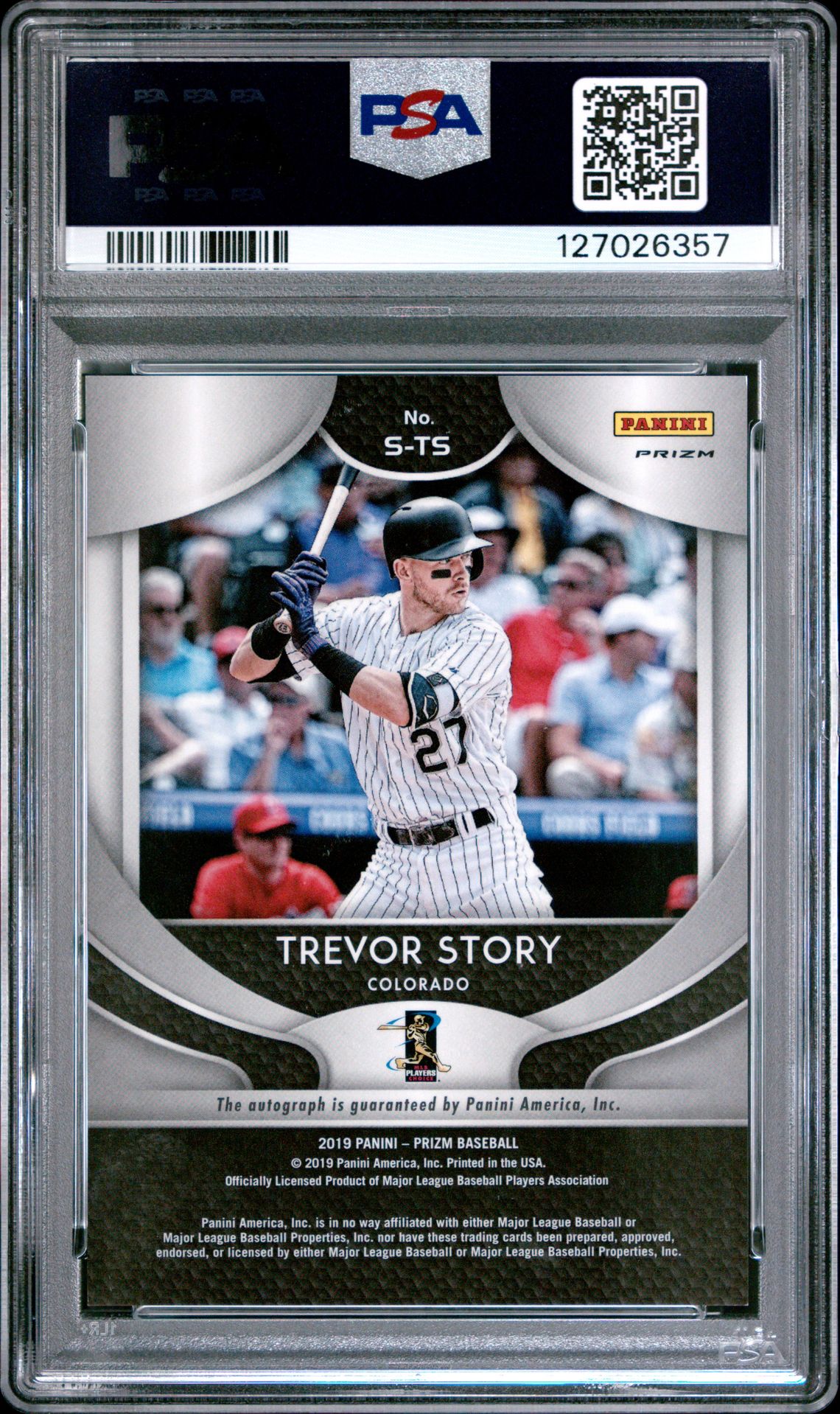 2019 Panini Prizm Signatures Trevor Story #Sts (Signatures) Mint 9 back