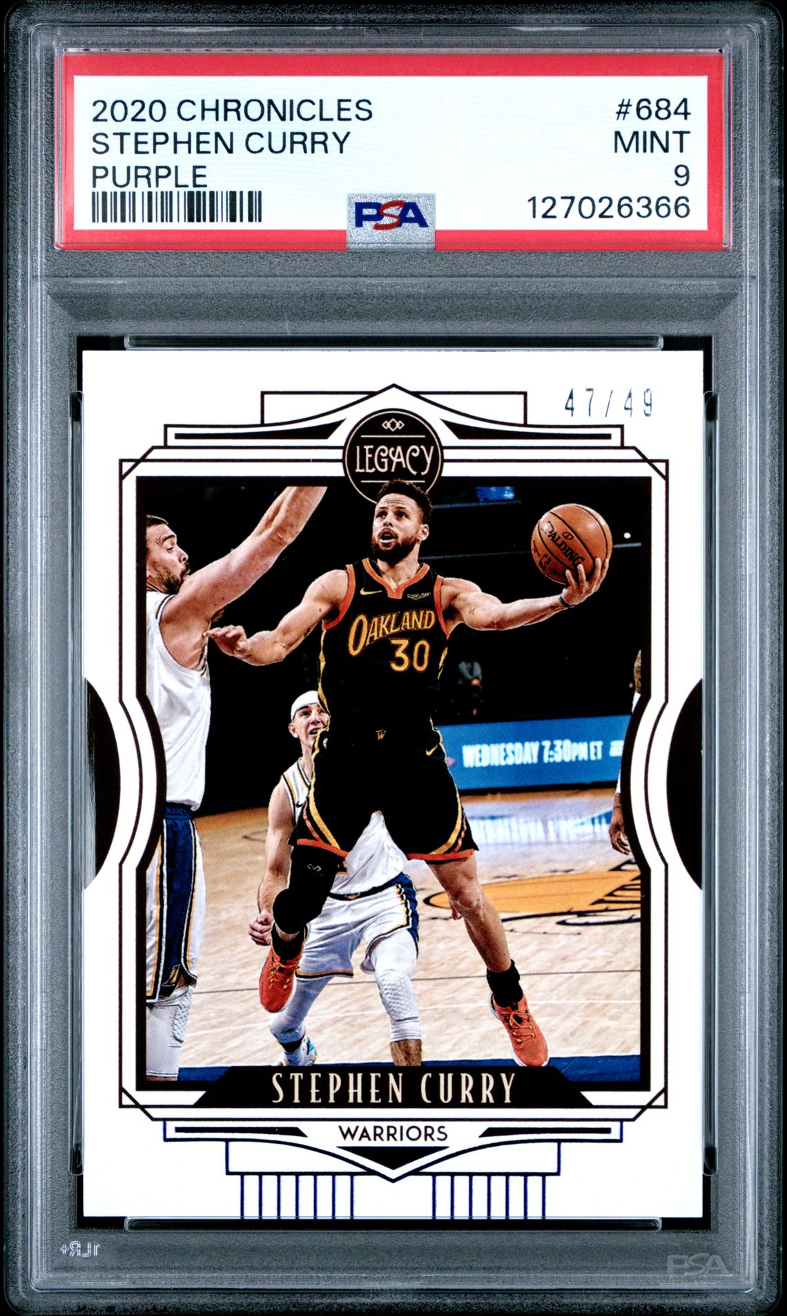 2020 Panini Chronicles Stephen Curry #684 (Purple) Mint 9 front