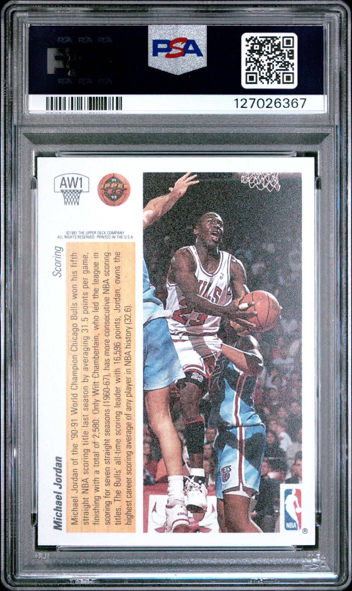 1991 Upper Deck Award Winner Hologram Michael Jordan #Aw1 (Holograms) Nm-Mt 8 back