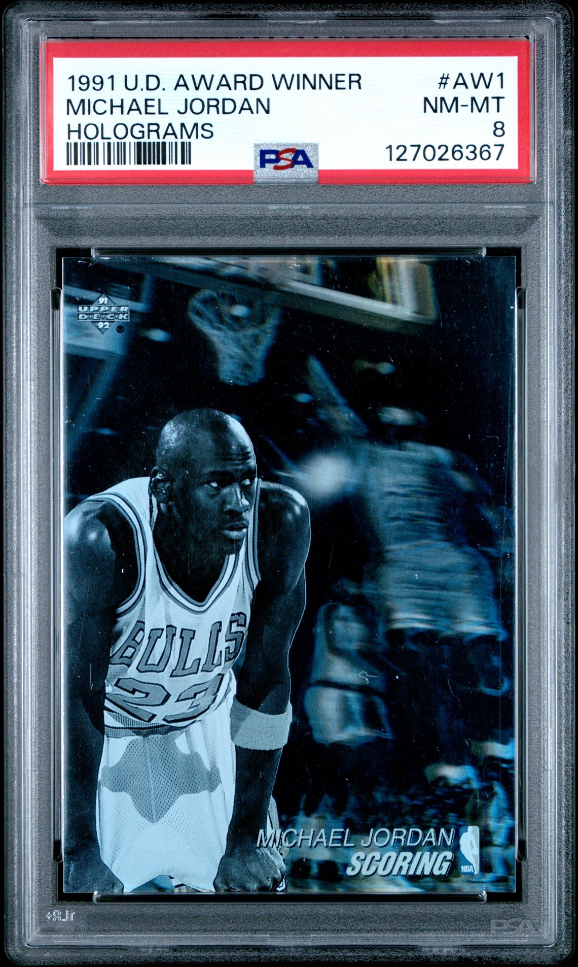 1991 Upper Deck Award Winner Hologram Michael Jordan #Aw1 (Holograms) Nm-Mt 8 front