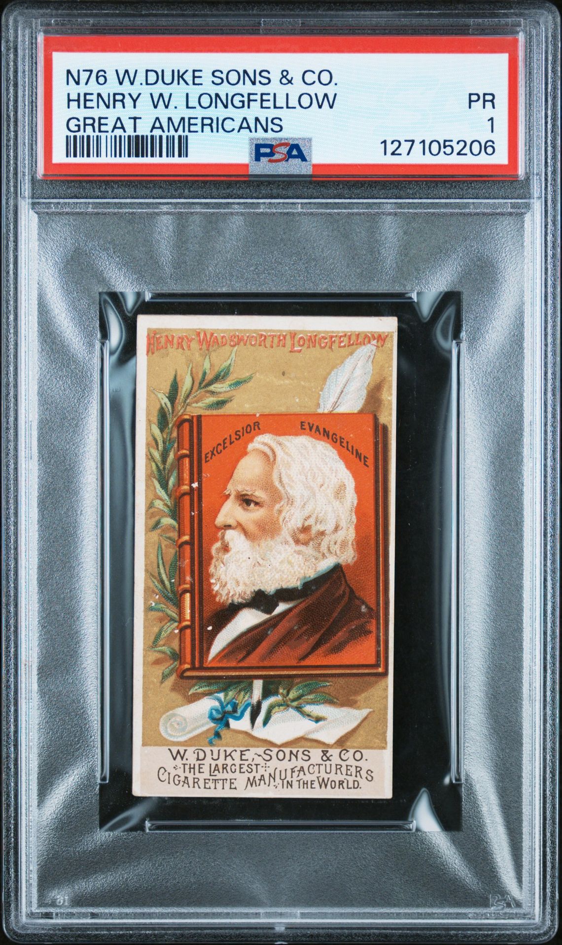 1888 N76 W.DUKE SONS & CO. GREAT AMERICANS Henry W. Longfellow front