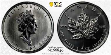 2002 $5 Maple Leaf/Ag MS65
