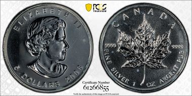 2008 $5 Maple Leaf/Ag MS67