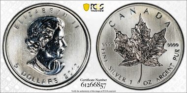 2010 $5 Maple Leaf/Ag MS66