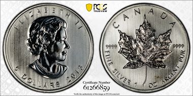 2013 $5 Maple Leaf 1oz Ag MS66