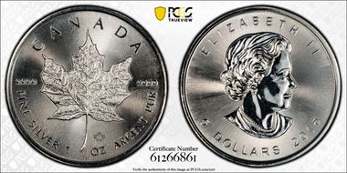 2015 $5 Maple Leaf/Ag MS67