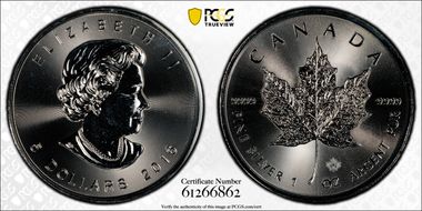 2016 $5 Maple Leaf 1oz Ag MS67