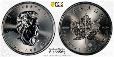 2017 $5 Maple Leaf/Ag MS65
