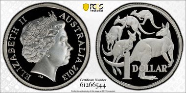 2013 $1 Mob of Roos Ag PR70DCAM