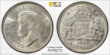 1951(m) Florin KM-48  Ag MS63