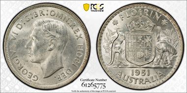 1951(m) Florin KM-48  Ag MS64
