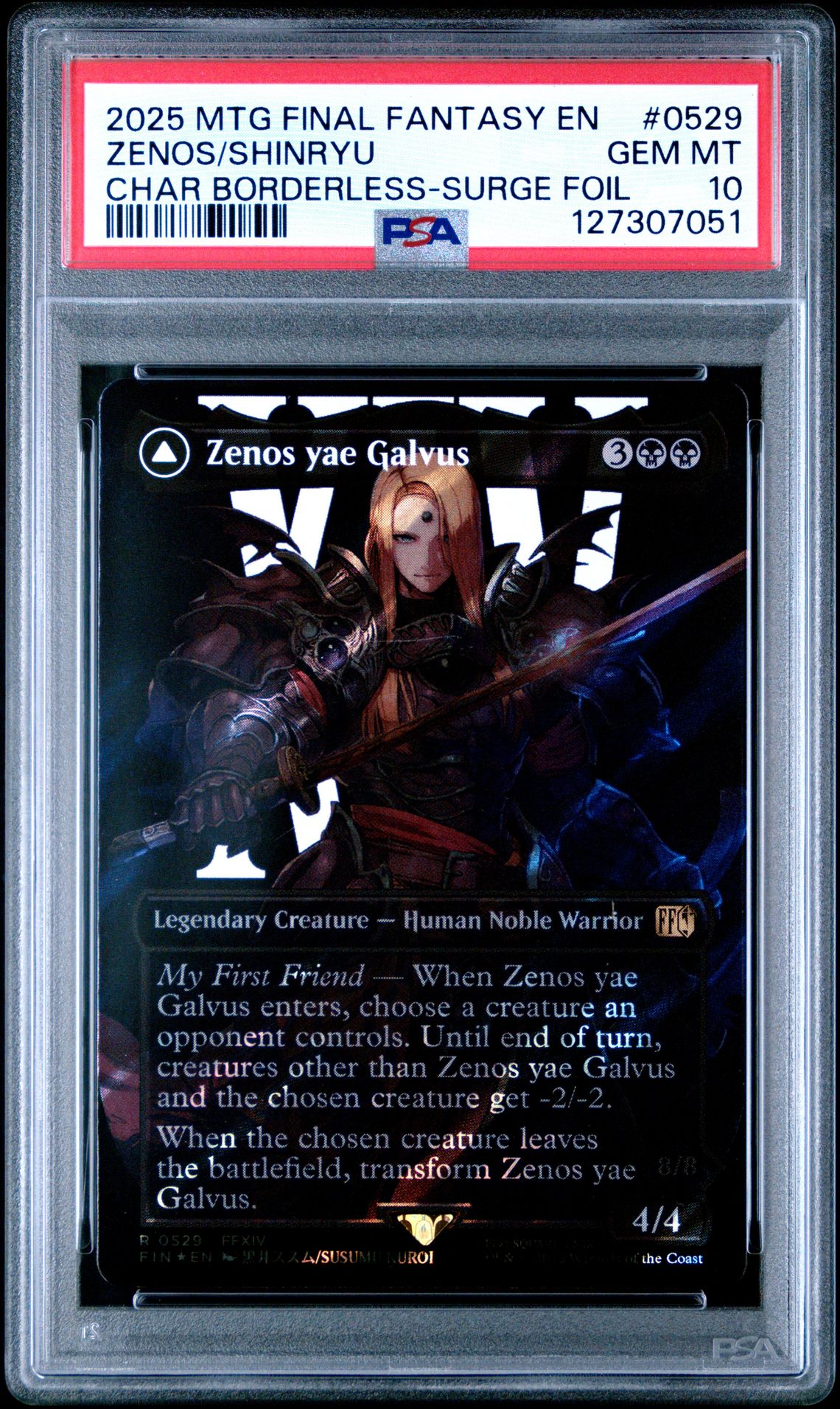 2025 MTG MAGIC THE GATHERING FINAL FANTASY CHAR BORDERLESS-SURGE FOIL #0529 Zenos/Shinryu front