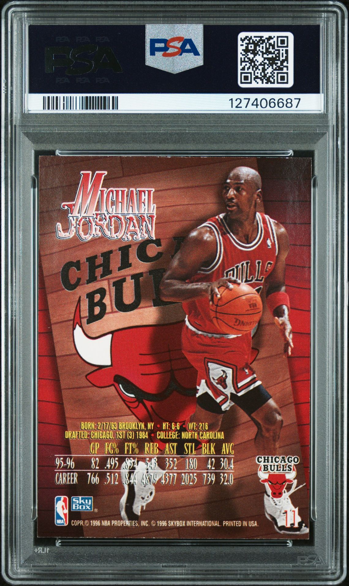 1996 Skybox Z-Force Michael Jordan #11 Nm 7 back