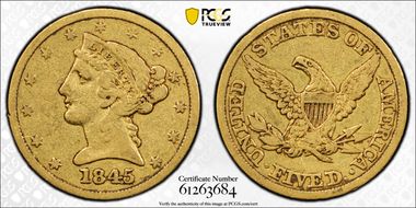 1845 $5 VF25
