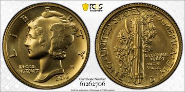 2016-W 10C 100th Anniversary Gold SP69