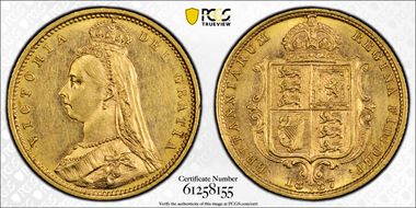 1887-M 1/2 Sov S-3870 Spread JEB AU58