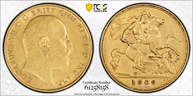 1909-P 1/2 Sov S-3976B AU55